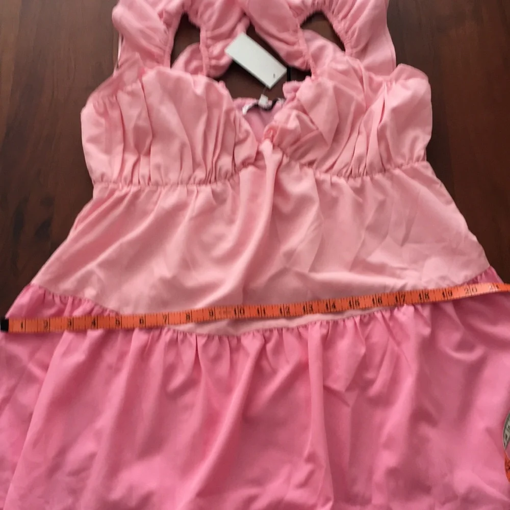 NWT English Factory pink ruffle tiered maxi dress M Vici Caprice dress - Picture 12 of 13